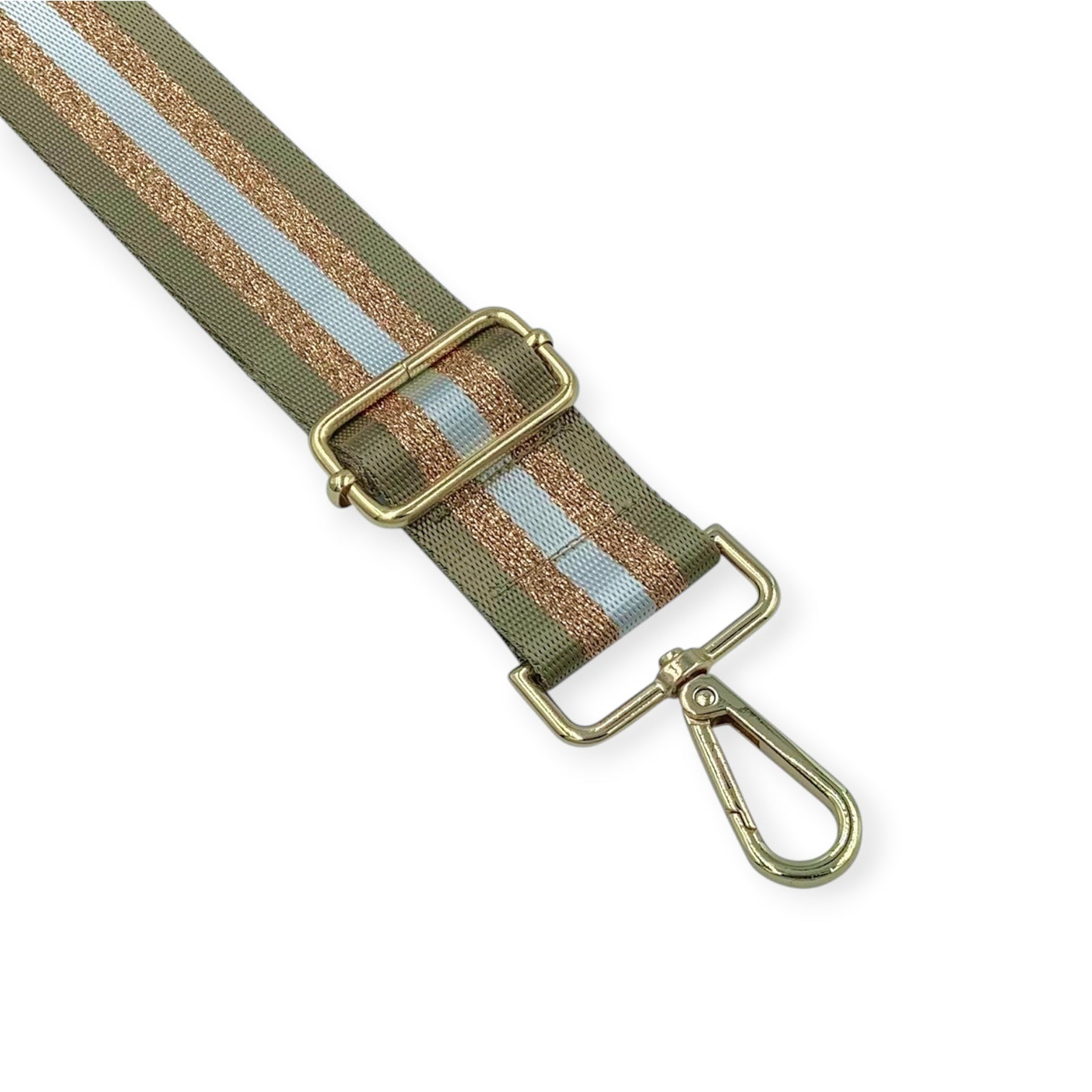 Premium Adjustable Handbag Strap / Striped Golden Brown