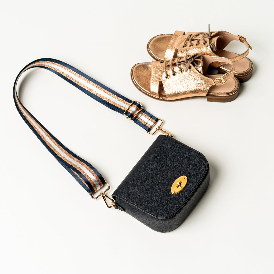 Premium Adjustable Handbag Strap / Striped Midnight Sky