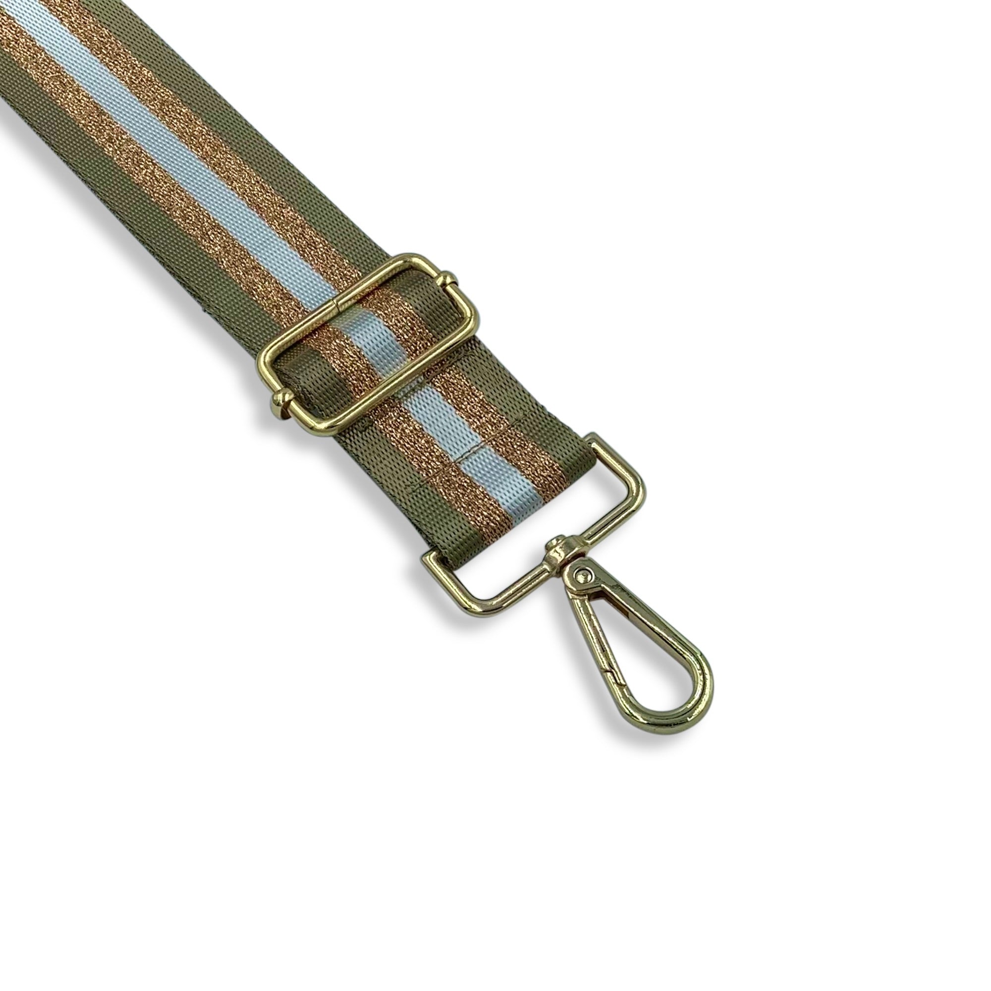 Premium Adjustable Handbag Strap / Striped Golden Brown
