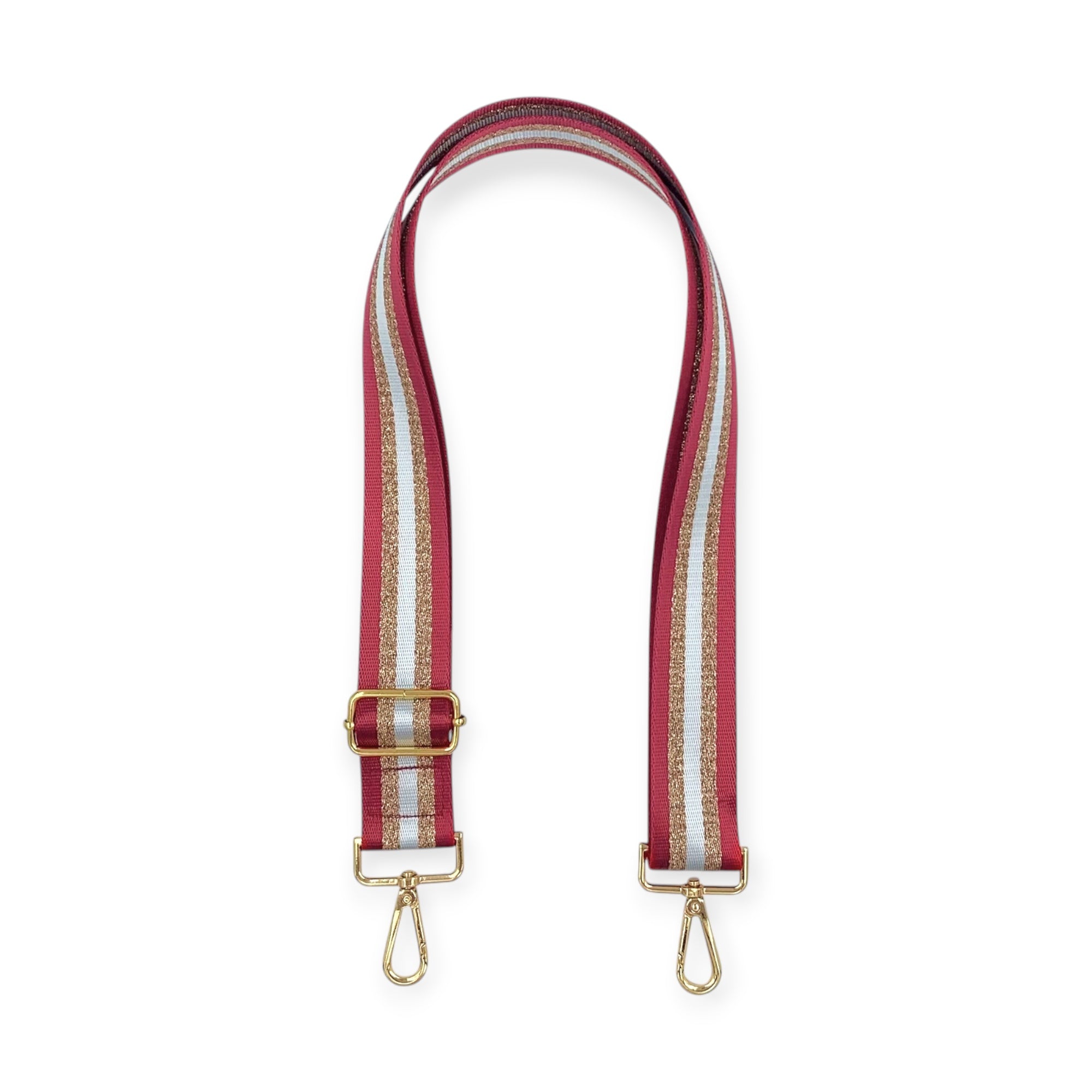 Premium Adjustable Handbag Strap / Striped Berry Red