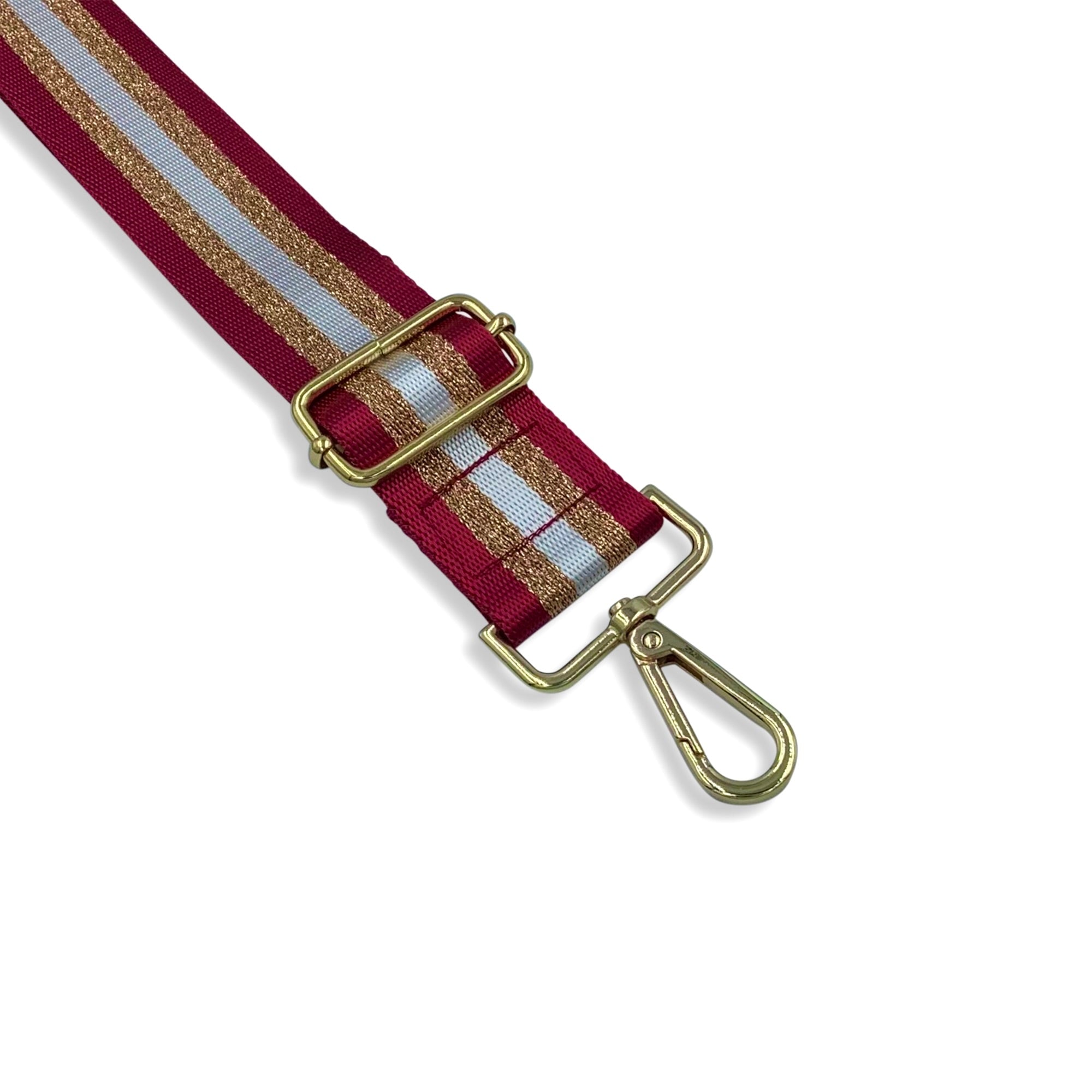 Premium Adjustable Handbag Strap / Striped Ruby Red