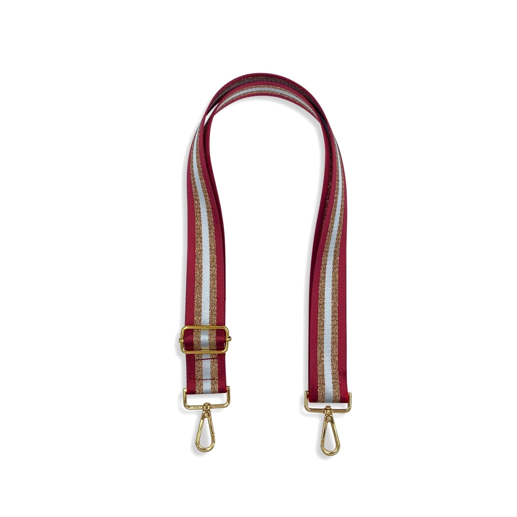 Premium Adjustable Handbag Strap / Striped Ruby Red