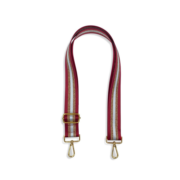 Premium Adjustable Handbag Strap with Stripes / Red 4cm
