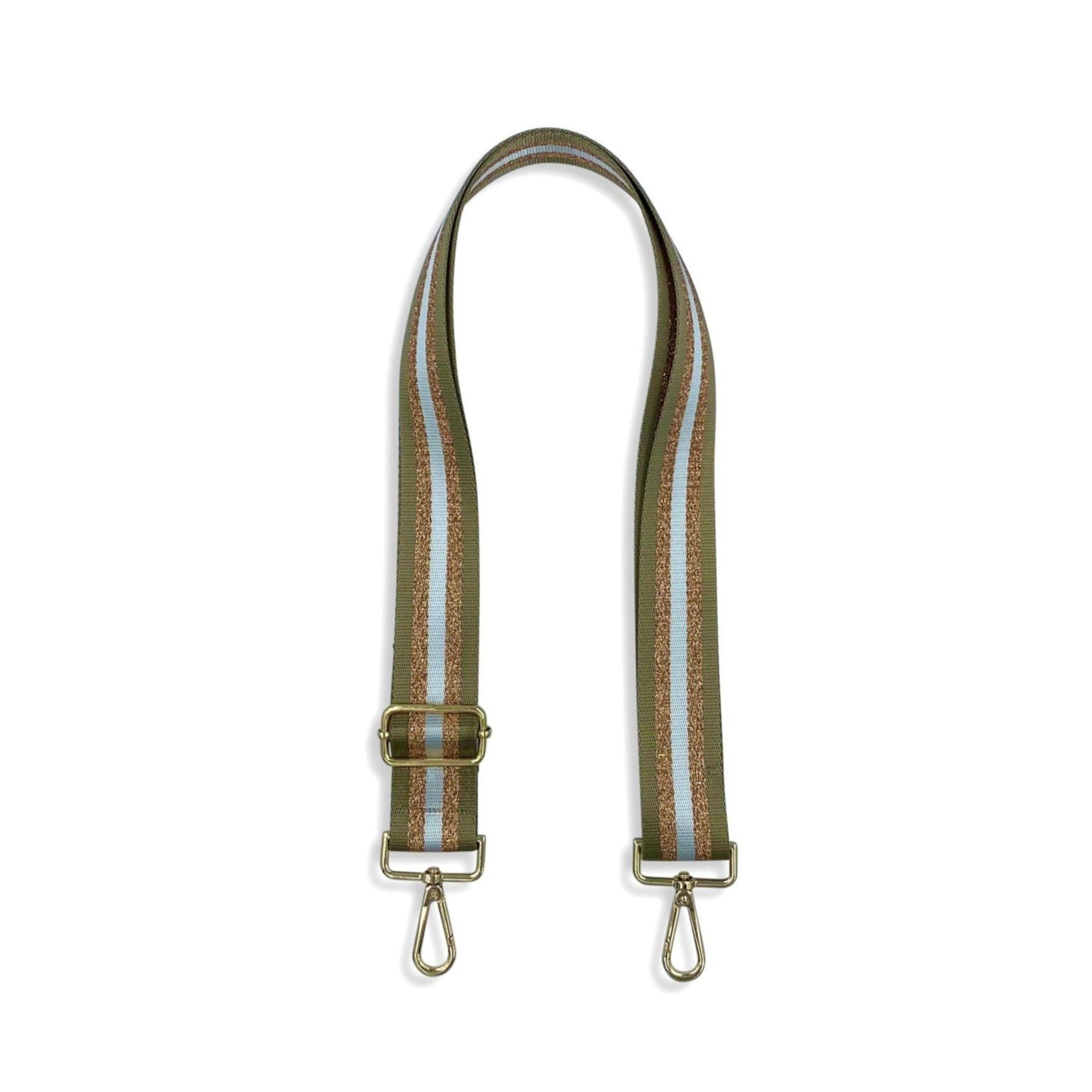 Premium Adjustable Handbag Strap / Striped Golden Brown