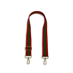 Adjustable Handbag Strap with Stripes / Red & Green 4cm