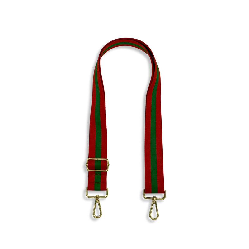Adjustable Handbag Strap with Stripes / Red & Green 4cm