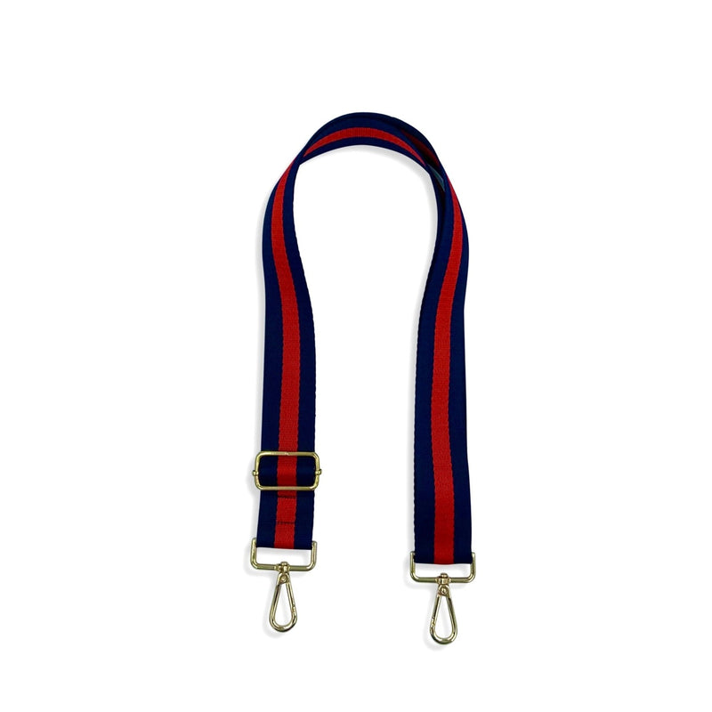 Adjustable Handbag Strap with Stripes / Navy & Red 4cm