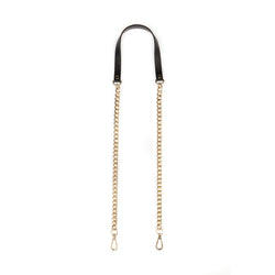 Handbag Chain with Imitation Leather / Gold - Black